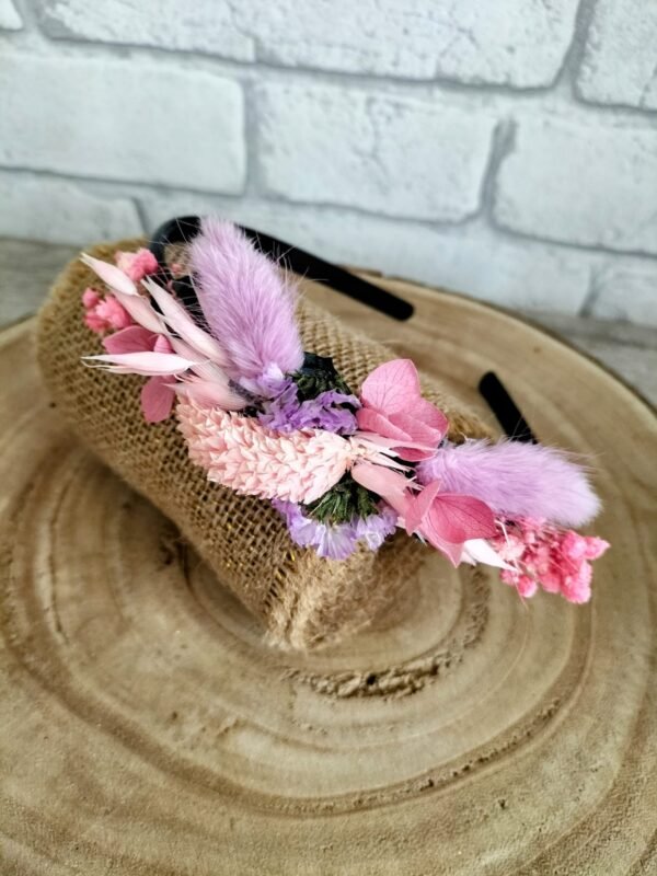 serre-tête fleurs séchées rose