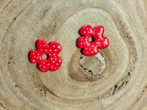 Fleurs interchangeables XL rouge pois blanc