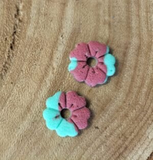 Fleurs interchangeables TS menthe / rose effet velours