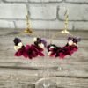 boucle d'oreille fleurs séchées fuchsia