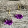 boucle d'oreille fleurs séchées violet