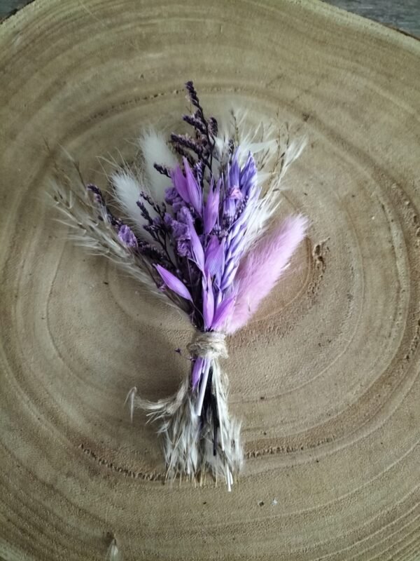 serre-tête fleurs séchées / boutonnière mauve