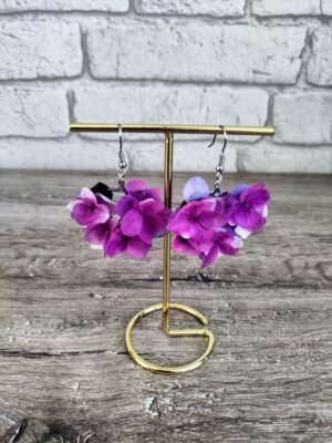 boucle d'oreille fleurs séchées mauve /violet