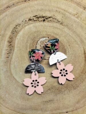 collection rose/argenté/fleurs
