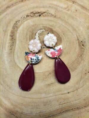 collection blanc /bordeaux/ fleurs