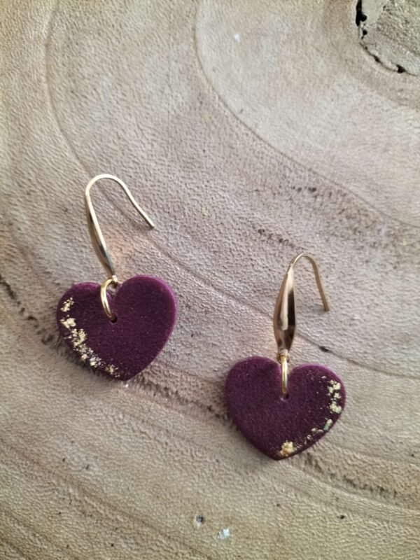 collection cœur bordeaux feuille d'or