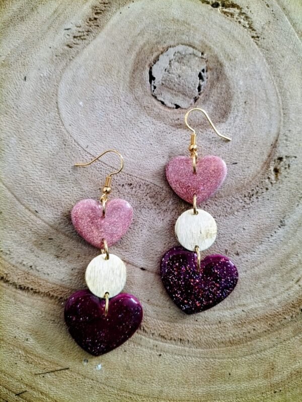 collection cœur rose /violet pailleté