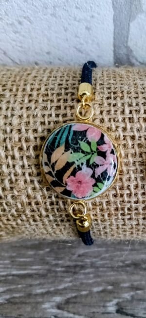 Bracelet floral / bleu marine