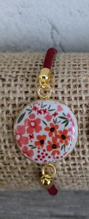 Bracelet floral rose  / bordeaux