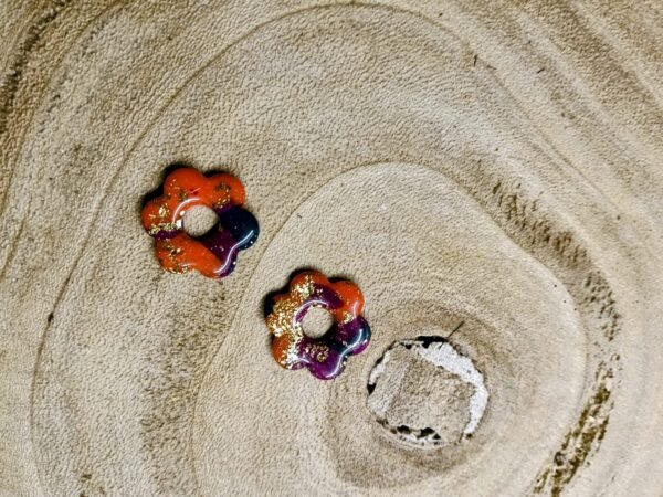 Fleurs interchangeables TM camaïeu terracotta  / violet / doré