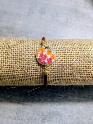 Bracelet bordeaux  / fleurs
