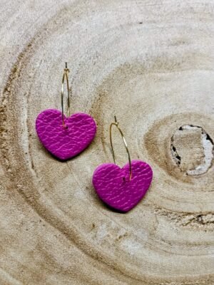 collection cœur effet cuir fuchsia