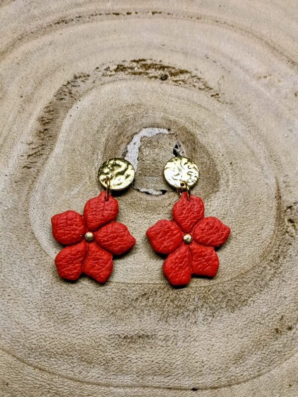 collection fleur rouge effet cuir