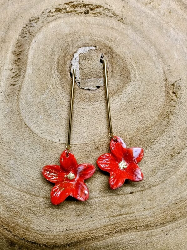 collection fleur exotique  rouge /doré