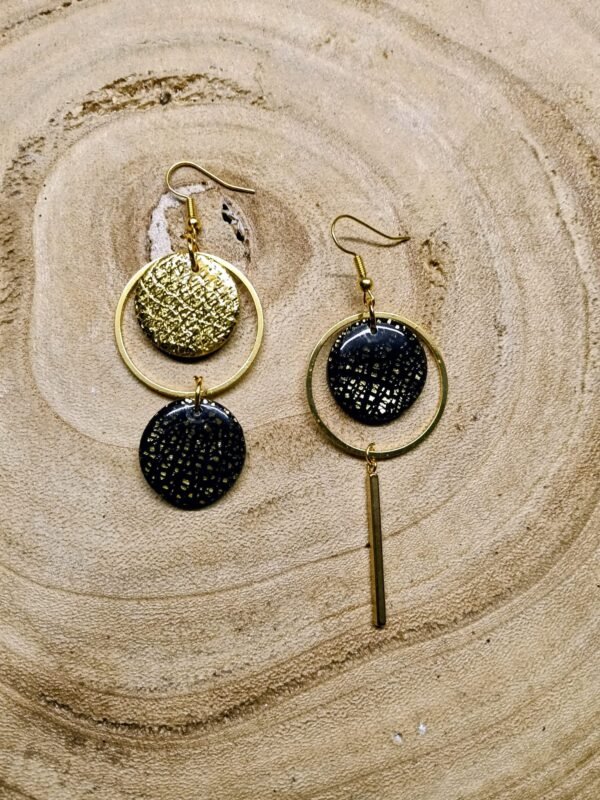 collection asymétrique noir feuille d'or /doré