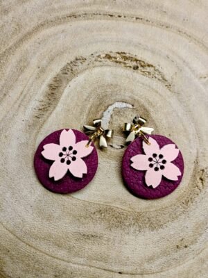 collection Bordeau / fleur bois /nœud doré