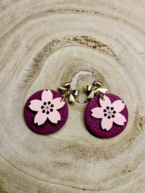 collection Bordeau / fleur bois /nœud doré