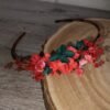 serre-tête fleurs séchées rouge / vert