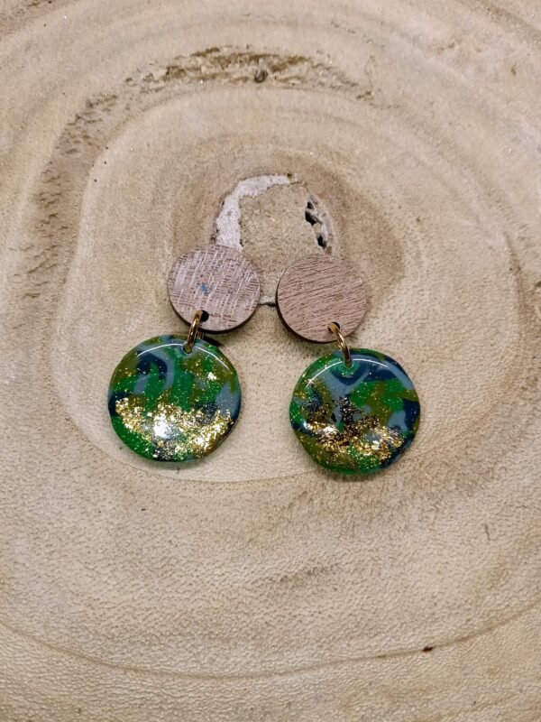 collection effet marbré vert /feuille d'or / base bois