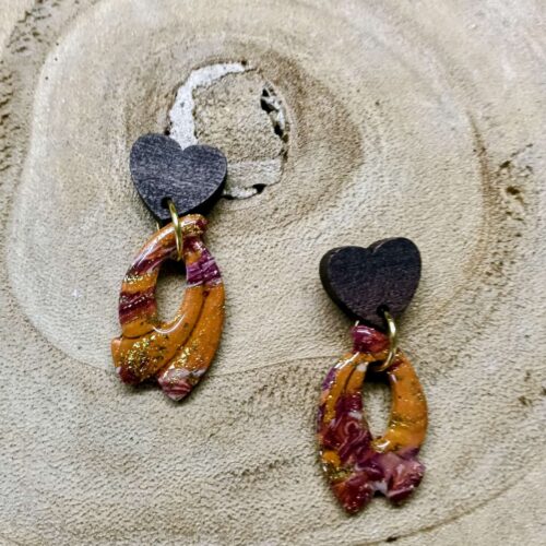 collection cœur bois / Bordeau / orange