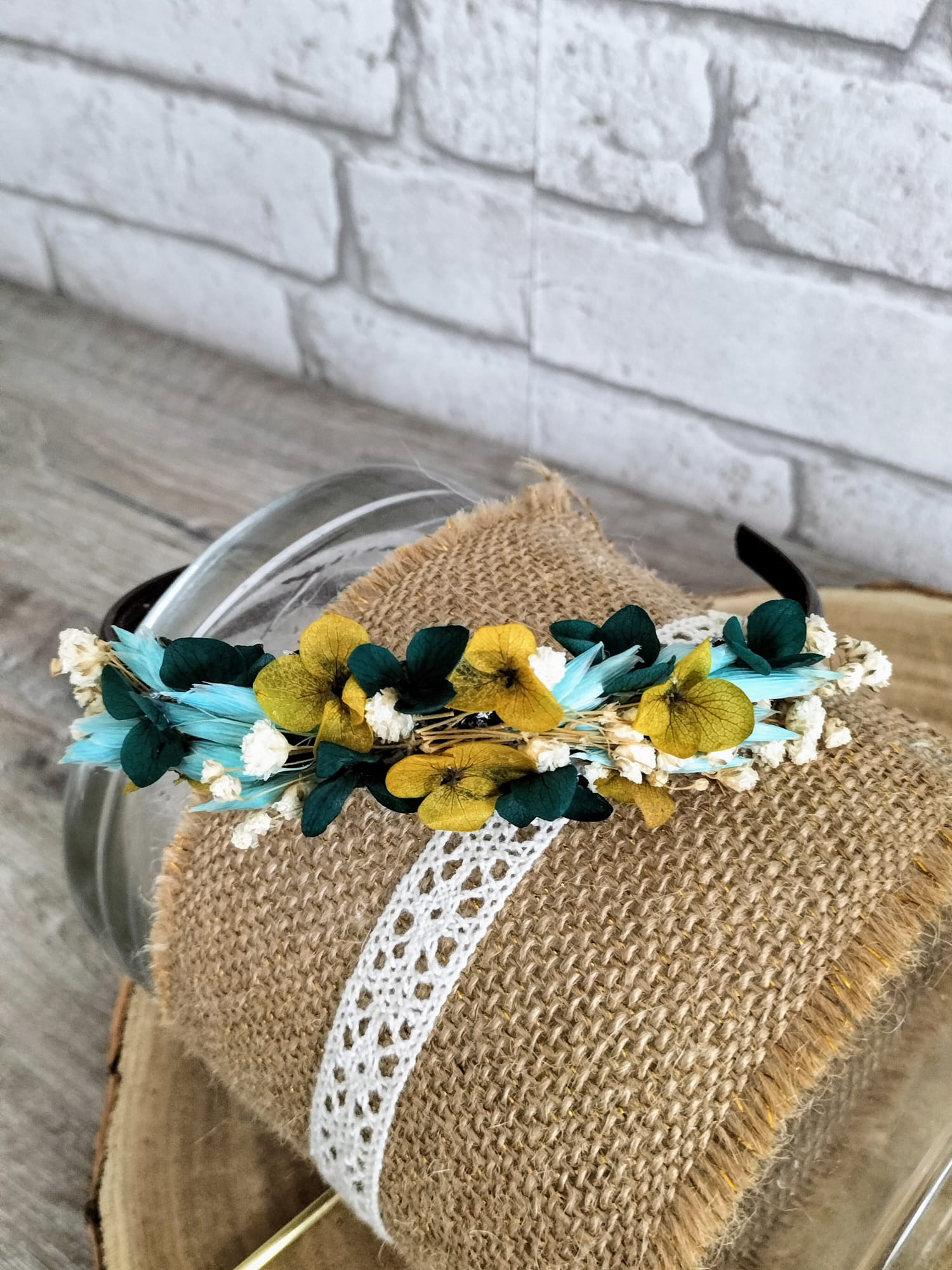 Serre-tête turquoise  /vert  /jaune