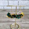 Boucle d'oreille fleurs séchées jaune /vert