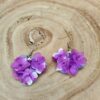 Boucle d'oreille fleurs séchées camaïeu violet