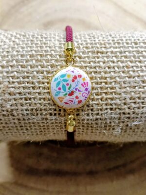 Bracelet argile polymère fleuri