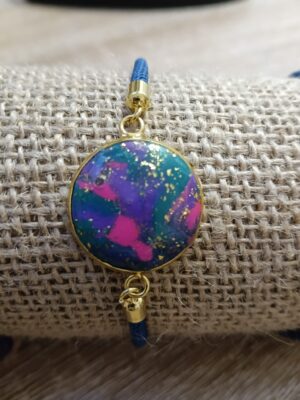 Bracelet argile polymère vert /violet /rose