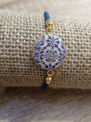Bracelet argile polymère bleu /blanc