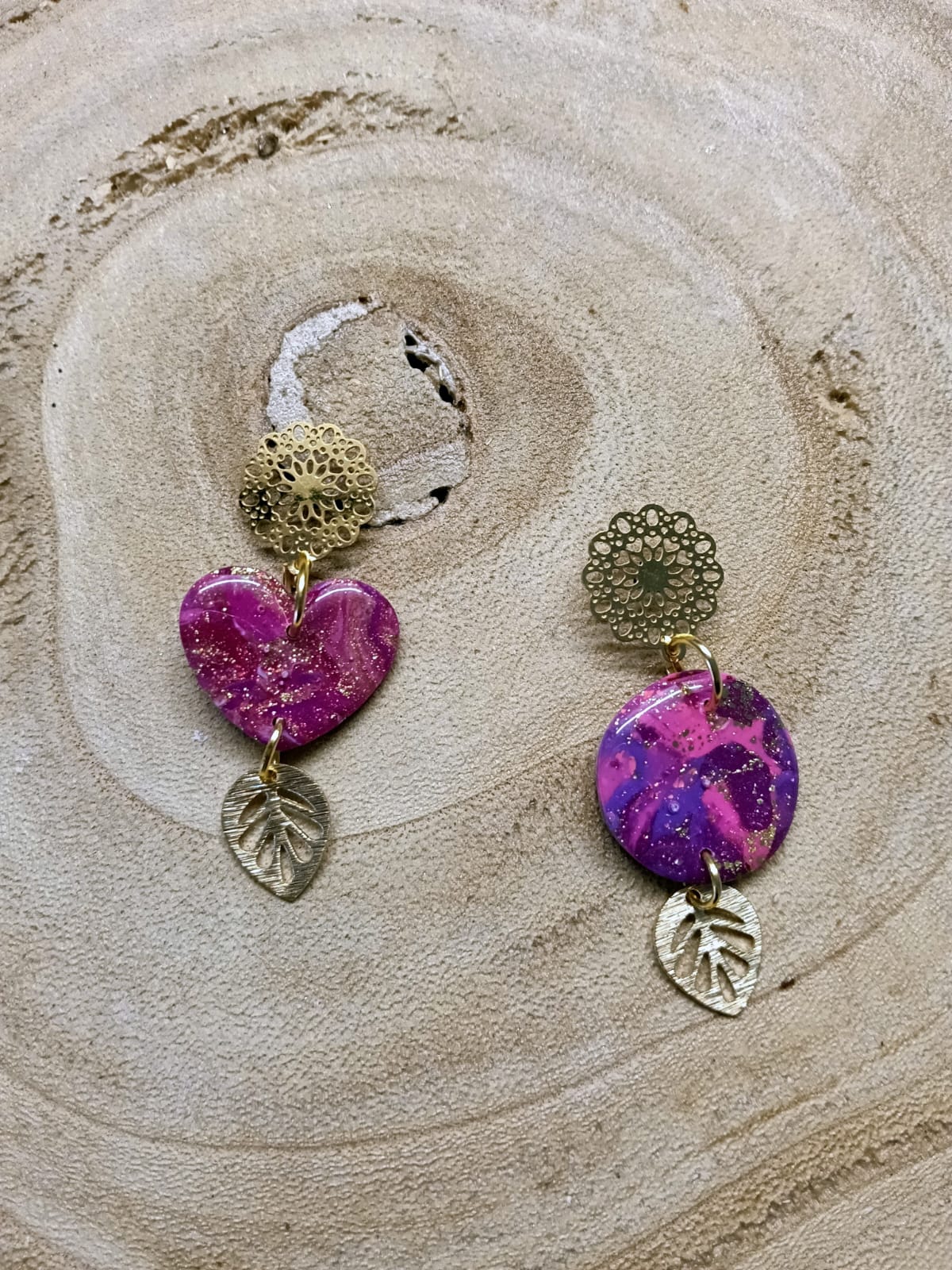 collection cœur camaïeu rose /doré