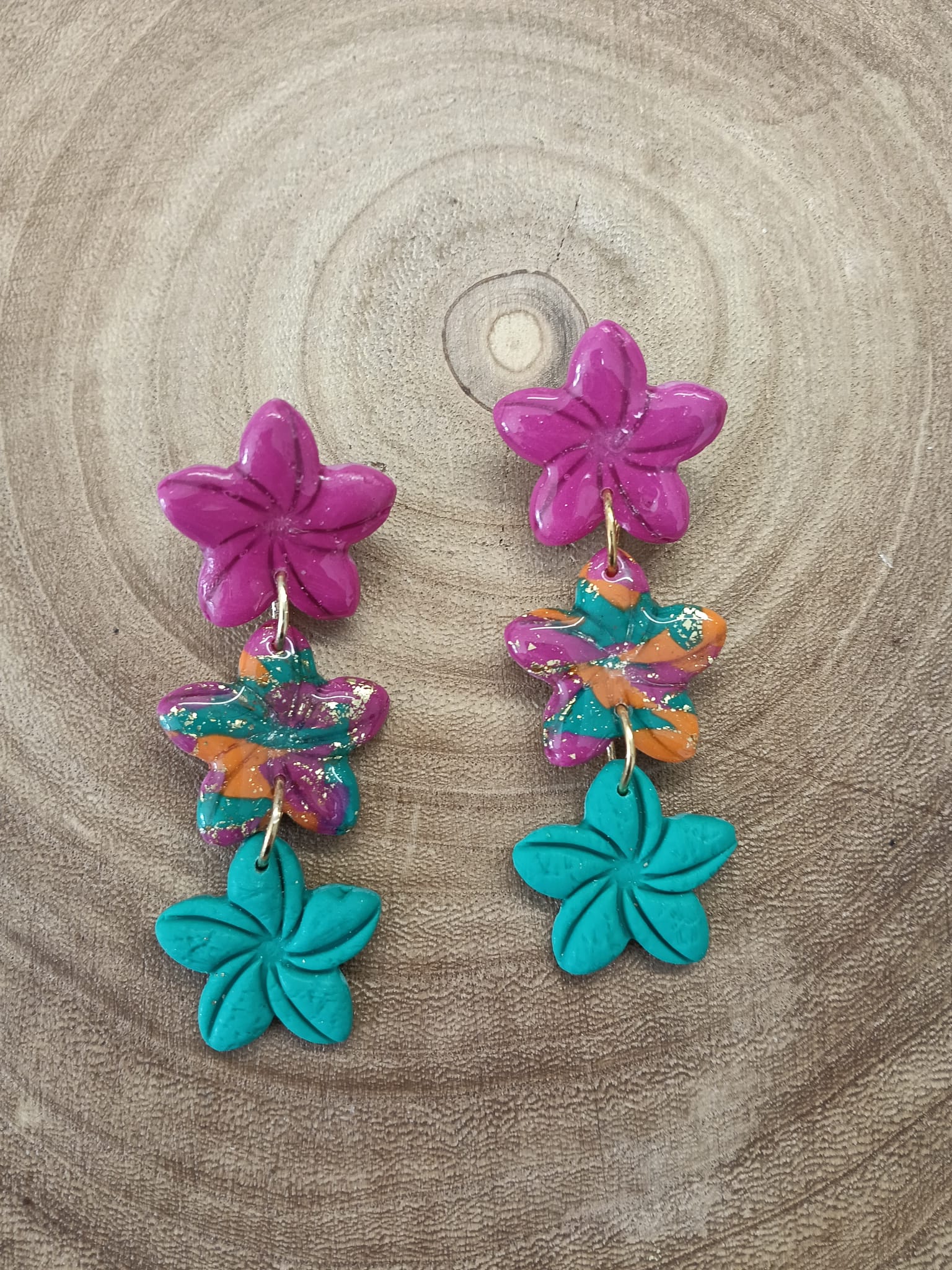 collection fleur de tiaré violet /vert /orange