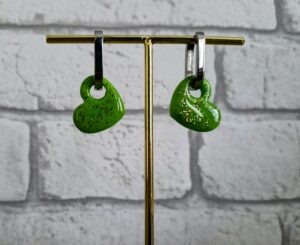 Pampilles cœur vert paillette (avec créole 15€ ,  sans 8€)