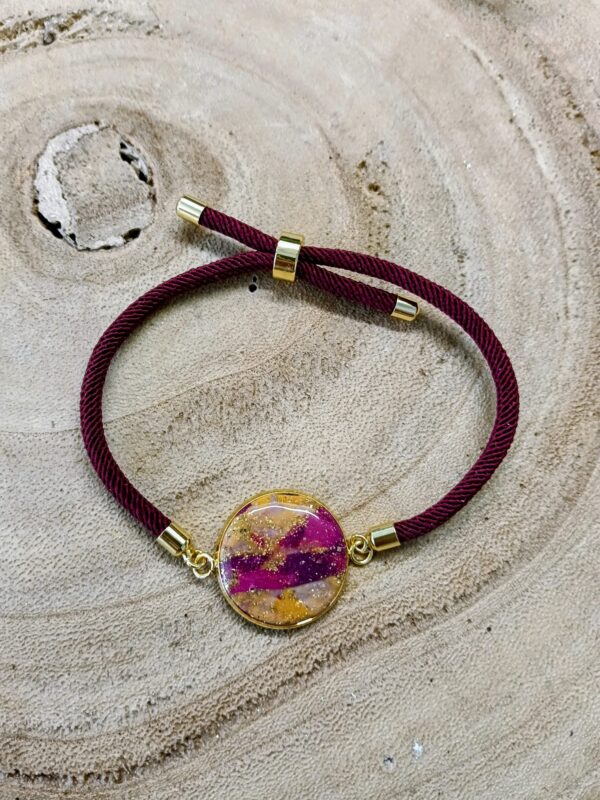 Bracelet argile polymère camaïeu violet /doré