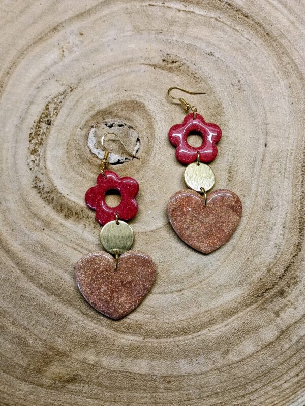 collection  cœur rose gold  /fleurs fuchsia