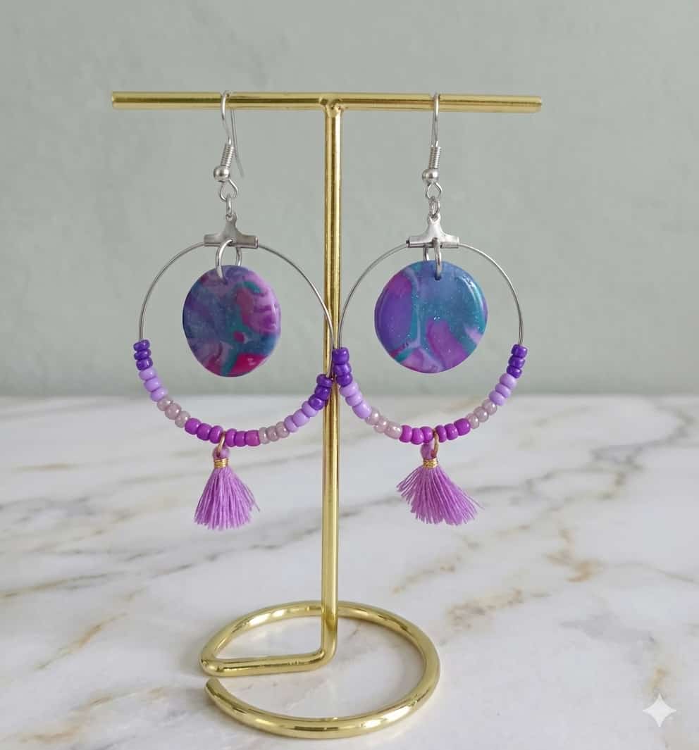Collection perles de rocailles camaïeu fuchsia / bleu / mauve