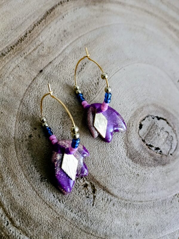Collection perles de rocailles  camaïeu violet/doré