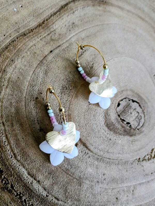Collection perles de rocailles  blanche /doré