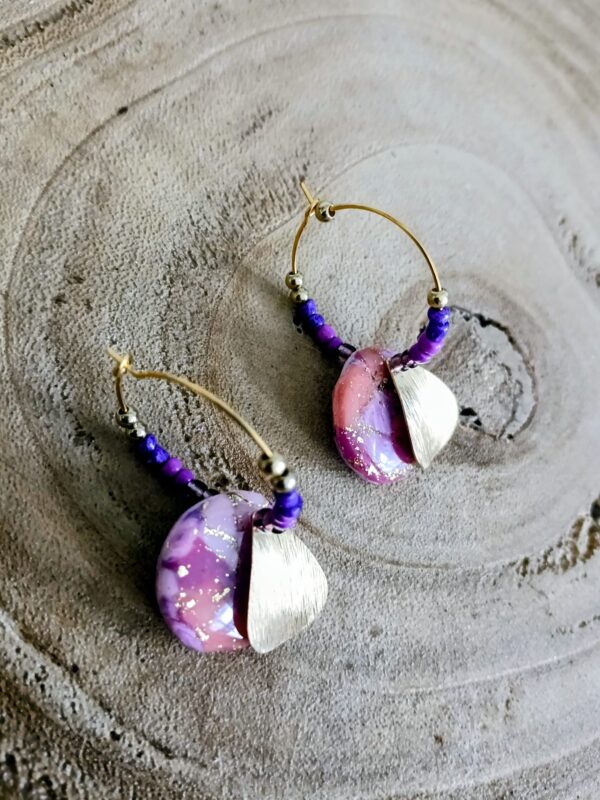 Collection perles de rocailles  camaïeu violet/rose