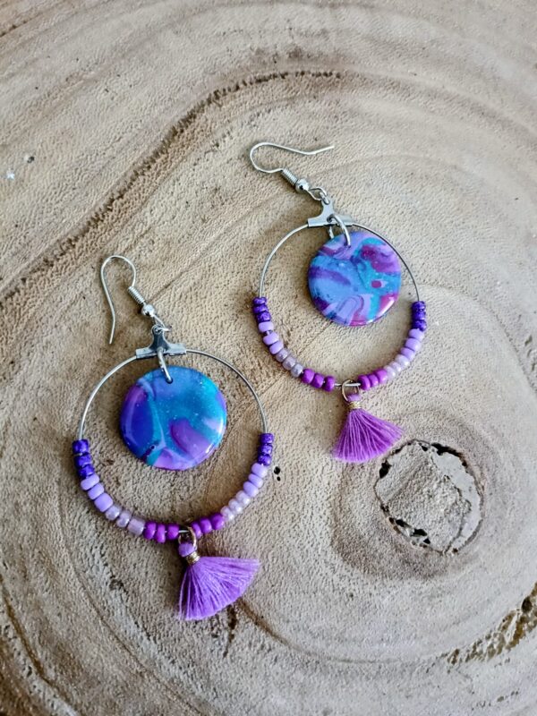 Collection perles de rocailles camaïeu fuchsia / bleu / mauve