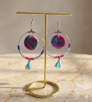 Collection perles de rocailles camaïeu fuchsia / turquoise