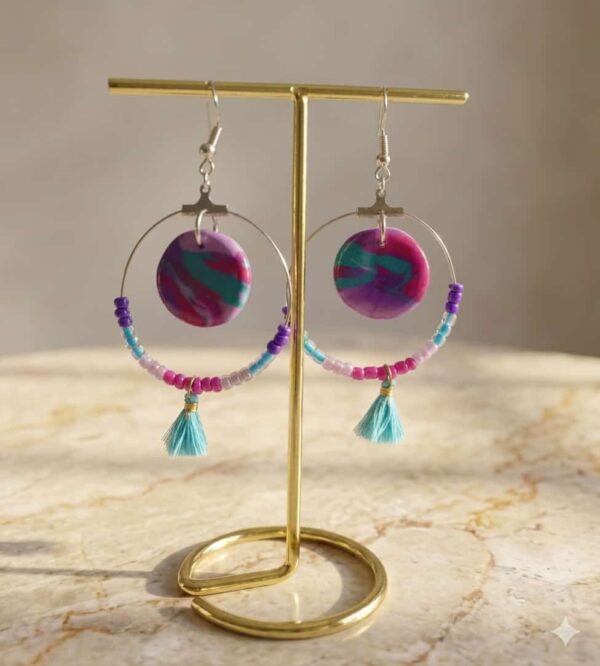 Collection perles de rocailles camaïeu fuchsia / turquoise