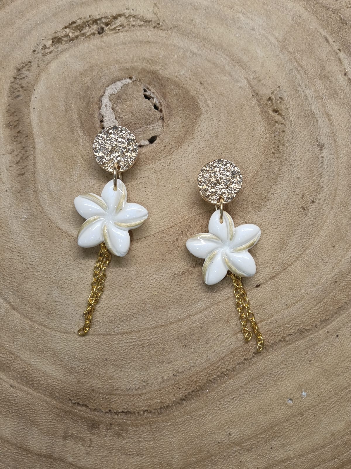 Collection fleur de tiaré blanche  /doré