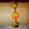 Bracelet argile polymère jaune /orange /vert/feuille d'or