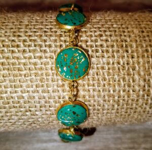 Bracelet argile polymère turquoise / paillette
