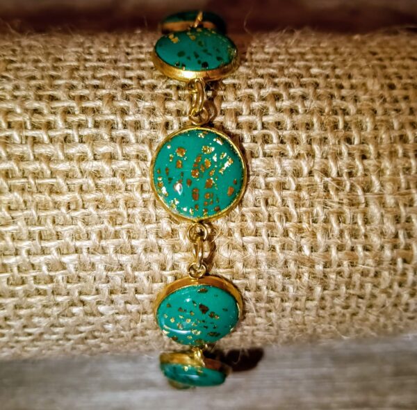 Bracelet argile polymère turquoise / paillette