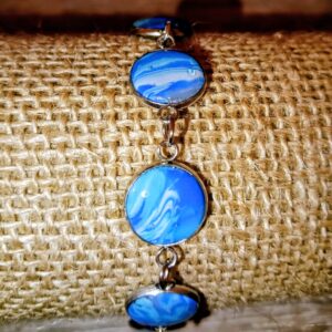 Bracelet argile polymère orange camaïeu bleu /blanc