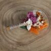 Boutonnière fleurs séchées terracotta  /fuchsia /blanc